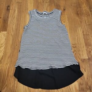 Lelis Sleeveless Striped Black and‎ White Top With Sheer Detailing